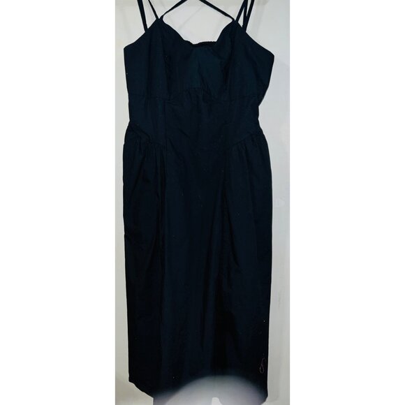 A New Day Black Sleeveless Midi Dress Size L Made In China 100% Cotton - Picture 1 of 3